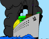 Desenho Barco a vapor pintado por augusto   e  mateus