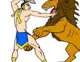 Desenho Gladiador contra leão pintado por lucas GUILHERME