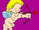 Desenho Cupido a apontar com a seta pintado por Ana Silva