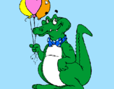 Desenho Crocodilo com balões pintado por de hsm