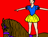 Desenho Trapezista em cima do cavalo pintado por Bianca