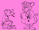 Desenho Doutor e paciente rato pintado por danilo