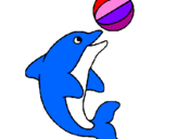 Desenho Golfinho a jogar com uma bola pintado por tamara