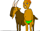 Desenho Cabra e criança africana pintado por  pietra