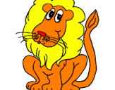 Desenho Leão pintado por machado