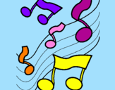Desenho Notas na escala musical pintado por teka