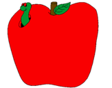 Desenho Lagarto na fruta pintado por maçã