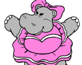 Desenho Hipopótamo com laço pintado por ana luiza