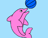 Desenho Golfinho a jogar com uma bola pintado por beatriz 