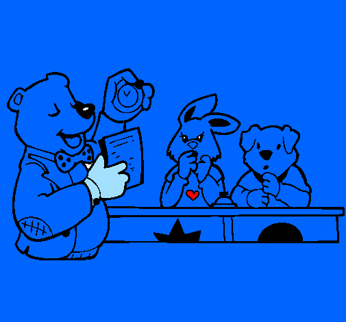 Desenho Professor urso e seus alunos pintado por RENATA VITORIA