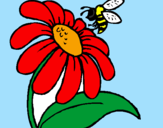 Desenho Margarida com abelha pintado por Cristina