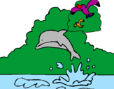 Desenho Golfinho e gaviota pintado por DIOGO   Pimentel
