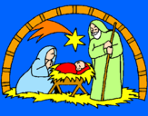 Desenho Manjedoura de natal pintado por ana ,pedro,ju