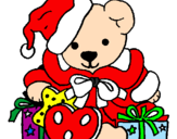 Desenho Ursinho com gorro natalício pintado por Rafa