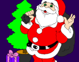 Desenho Santa Claus e uma árvore de natal pintado por sabrina