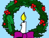 Desenho Coroa de natal e uma vela pintado por rute