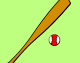Desenho Bastão de basebol e bola pintado por Laurex