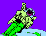 Desenho Astronauta no espaço pintado por Bruno