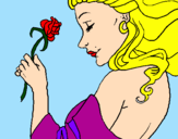 Desenho Princesa com uma rosa pintado por Lara 