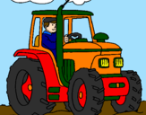 Desenho Tractor em funcionamento pintado por Martim