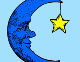 Desenho Lua e estrela pintado por SimOne