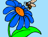 Desenho Margarida com abelha pintado por Larissa
