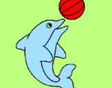 Desenho Golfinho a jogar com uma bola pintado por Bárbara Rotatori