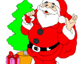 Desenho Santa Claus e uma árvore de natal pintado por danizinha