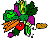 Desenho verduras pintado por Lica