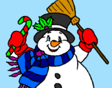 Desenho Boneco de neve com cachecol pintado por alice