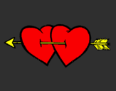 Desenho Dois corações com uma seta pintado por gabriela
