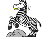 Desenho Zebra a saltar pedras pintado por Reca