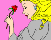 Desenho Princesa com uma rosa pintado por leticia