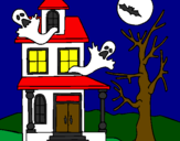 Desenho Casa do terror pintado por gabriela