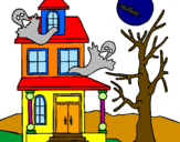 Desenho Casa do terror pintado por Gabriel