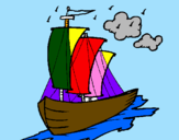 Desenho Barco veleiro pintado por ISAQUE