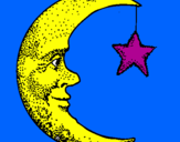 Desenho Lua e estrela pintado por hugo    mendes