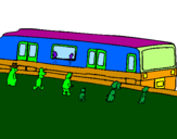 Desenho Passageiros à espera do comboio pintado por ana flavia