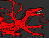 Desenho Dragão réptil pintado por dragao colorado