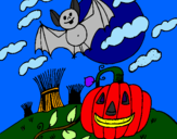 Desenho Paisagem Halloween pintado por luana neris