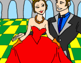 Desenho Princesa e príncipe no baile pintado por _ _ _ e _ _ _ _ _ _ _