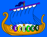 Desenho Barco viking pintado por joao victor