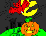 Desenho Paisagem Halloween pintado por junior