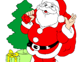 Desenho Santa Claus e uma árvore de natal pintado por luiz felipe