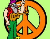Desenho Musico hippy pintado por kityfer
