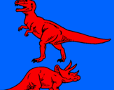 Desenho Tricerátopo e tiranossauro rex pintado por pedro