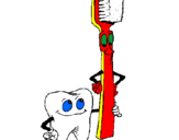 Desenho Dentes e escova de dentes pintado por LUANA
