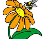 Desenho Margarida com abelha pintado por Andréia