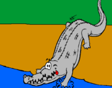 Desenho Crocodilo a entrar na água pintado por pedro  ristow