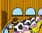 Desenho Vacas no estábulo pintado por maria